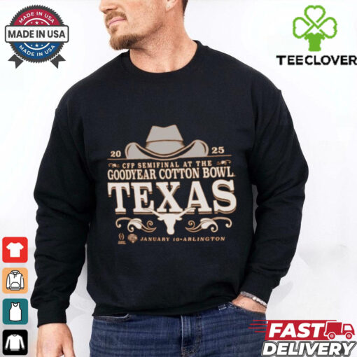 Official Texas Longhorns Burnt Orange Football CFP Semifinal At The 2025 Goodyear Cotton Bowl Bound Jan 10 Arlington t shirt