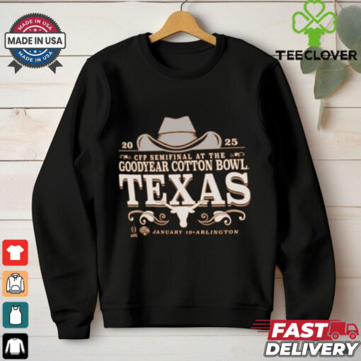 Official Texas Longhorns Burnt Orange Football CFP Semifinal At The 2025 Goodyear Cotton Bowl Bound Jan 10 Arlington t shirt