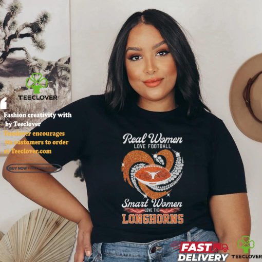 Official Texas Longhorns Real Women Love Football Smart Women Love Longhorns Diamond Heart 2024 Shirt