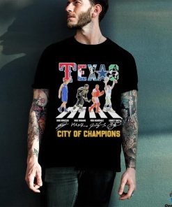 Official Texas Sports Teams Players Abbey Road City Of Champions Signatures Shirt
