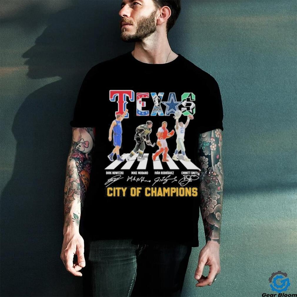 Official Texas Sports Teams Players Abbey Road City Of Champions Signatures Shirt Official Texas Sports Teams Players Abbey Road City Of Champions Signatures Shirt
