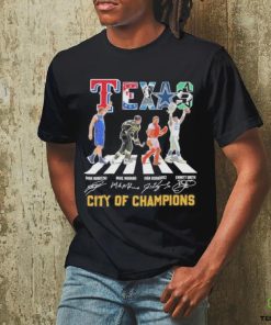 Official Texas Sports Teams Players Abbey Road City Of Champions Signatures Shirt