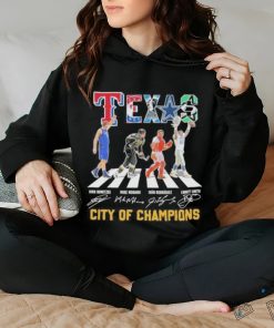 Official Texas Sports Teams Players Abbey Road City Of Champions Signatures Shirt