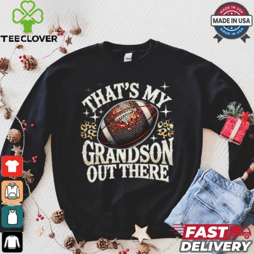 Official That’s my grandson Football game grandma leopard bling bling pullover T shirt