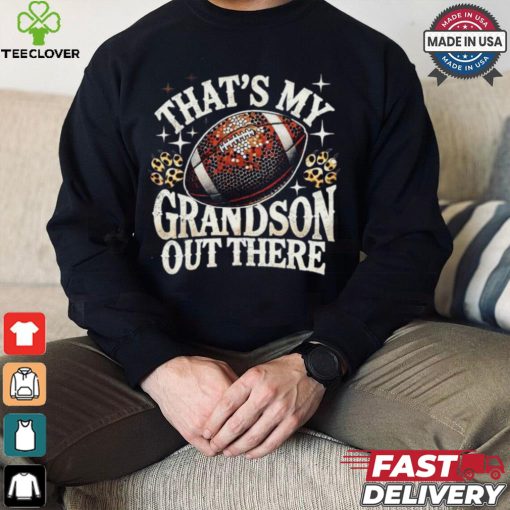 Official That’s my grandson Football game grandma leopard bling bling pullover T shirt