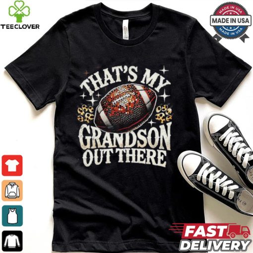 Official That’s my grandson Football game grandma leopard bling bling pullover T shirt