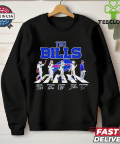 Official The Buffalo Bills Road Sean McDermott, Josh Allen, Amari Cooper, Keon Coleman, and James Cook Signatures Shirt featuring a signature collection design from the team’s top players. Show your support for the Buffalo Bills with this unique, fan-favorite apparel celebrating key figures in the team’s journey.
