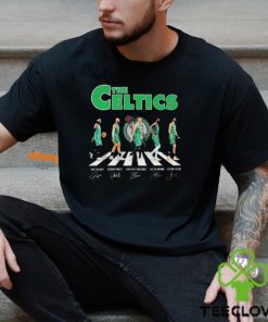 Official The Celtics Abbey Road Jrue Holiday Derrick White Kristaps Porziņģis Jaylen Brown and Jayson Tatum signatures shirt