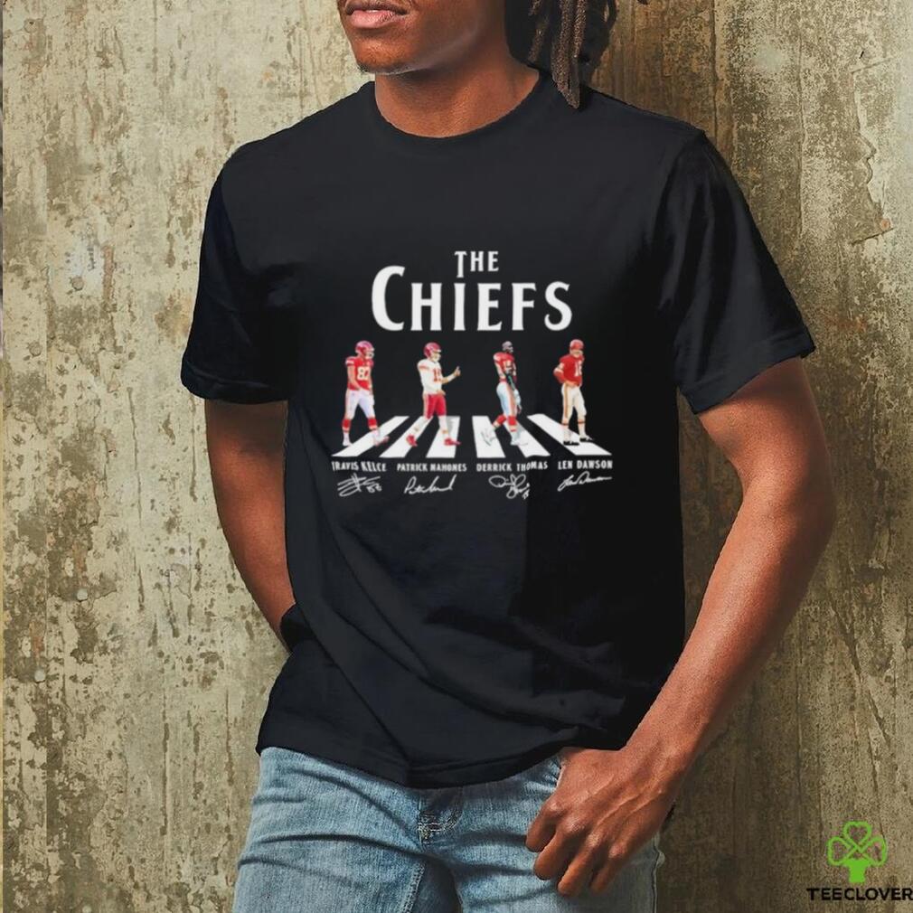 Official The Chiefs Abbey Road Travis Kelce Patrick Mahomes Derrick Thomas and Len Dawson Signatures Shirt Official The Chiefs Abbey Road Travis Kelce Patrick Mahomes Derrick Thomas and Len Dawson Signatures Shirt