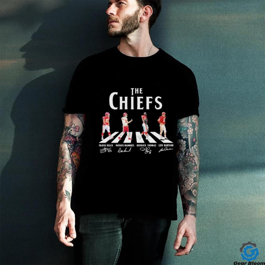 Official The Chiefs Abbey Road Travis Kelce Patrick Mahomes Derrick Thomas and Len Dawson Signatures Shirt Official The Chiefs Abbey Road Travis Kelce Patrick Mahomes Derrick Thomas and Len Dawson Signatures Shirt