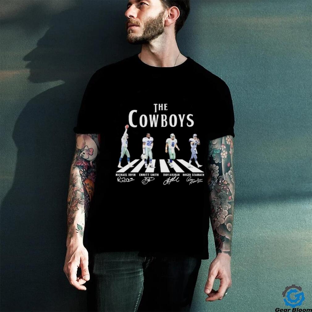 Official The Cowboys Abbey Road Michael Irvin Emmitt Smith Troy Aikman And Roger Staubach Signatures Shirt Official The Cowboys Abbey Road Michael Irvin Emmitt Smith Troy Aikman And Roger Staubach Signatures Shirt