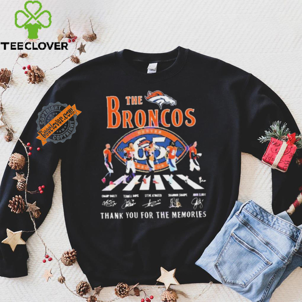 Official The Denver Broncos 65 Years 1959 2024 Signatures Thank You For The Memories shirt Official The Denver Broncos 65 Years 1959 2024 Signatures Thank You For The Memories shirt