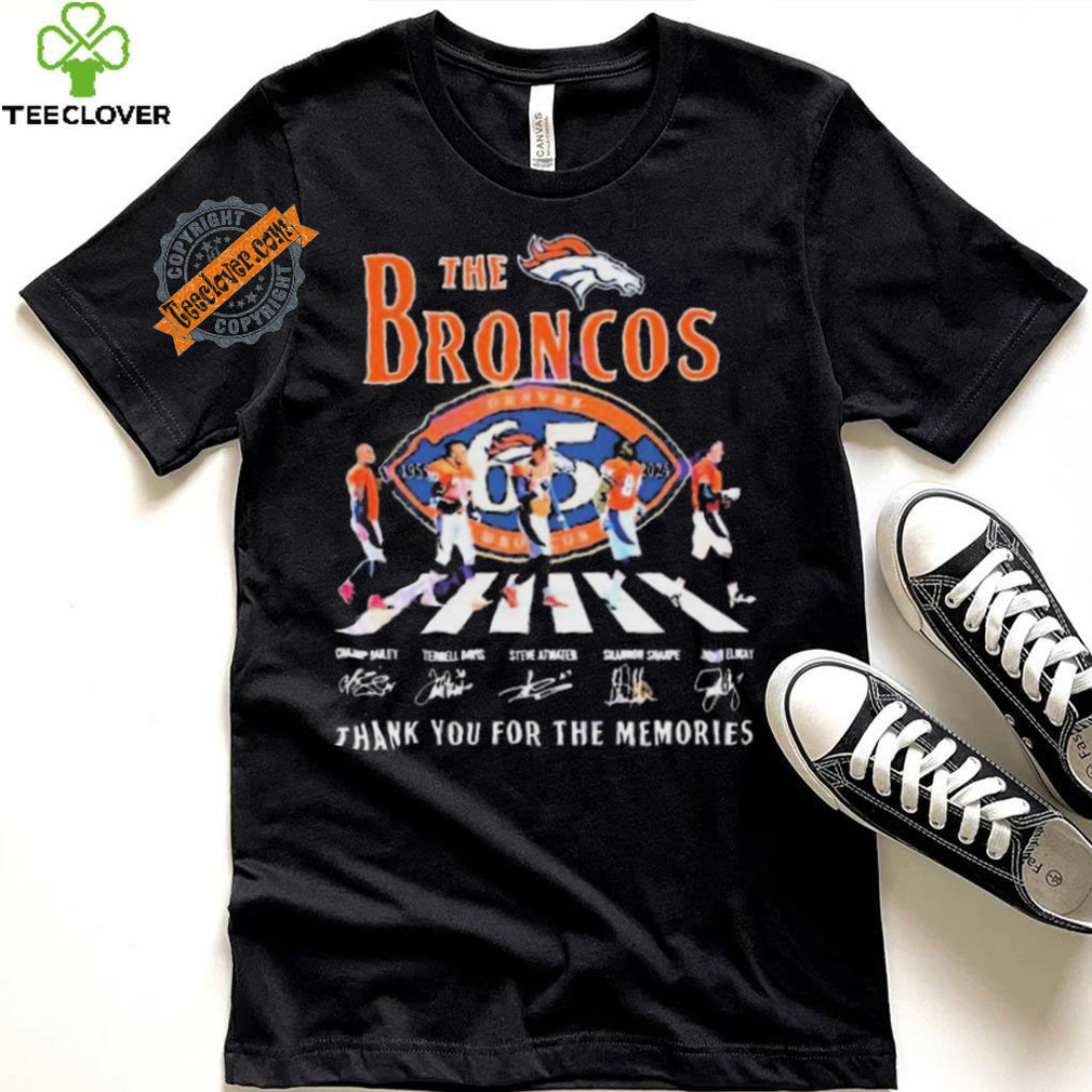 Official The Denver Broncos 65 Years 1959 2024 Signatures Thank You For The Memories shirt Official The Denver Broncos 65 Years 1959 2024 Signatures Thank You For The Memories shirt