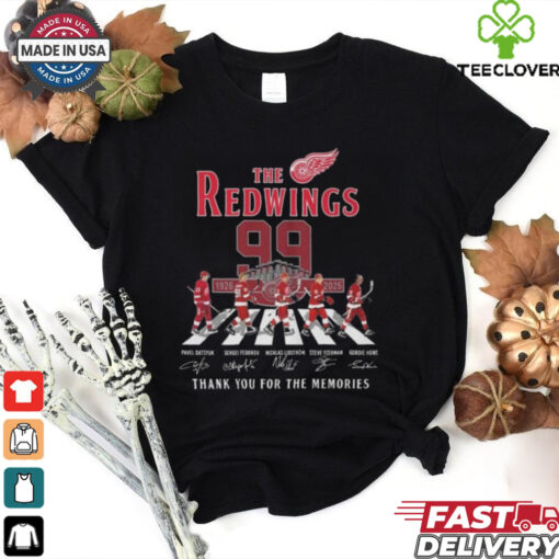 Official The Detroit Red Wings 99 Years 1926 2025 Thank You For The Memories Signatures T Shirts
