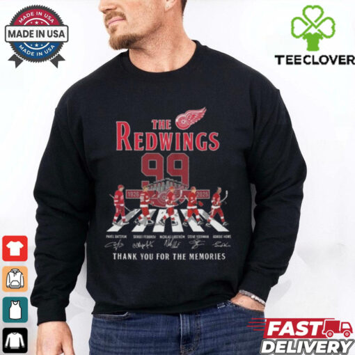 Official The Detroit Red Wings 99 Years 1926 2025 Thank You For The Memories Signatures T Shirts