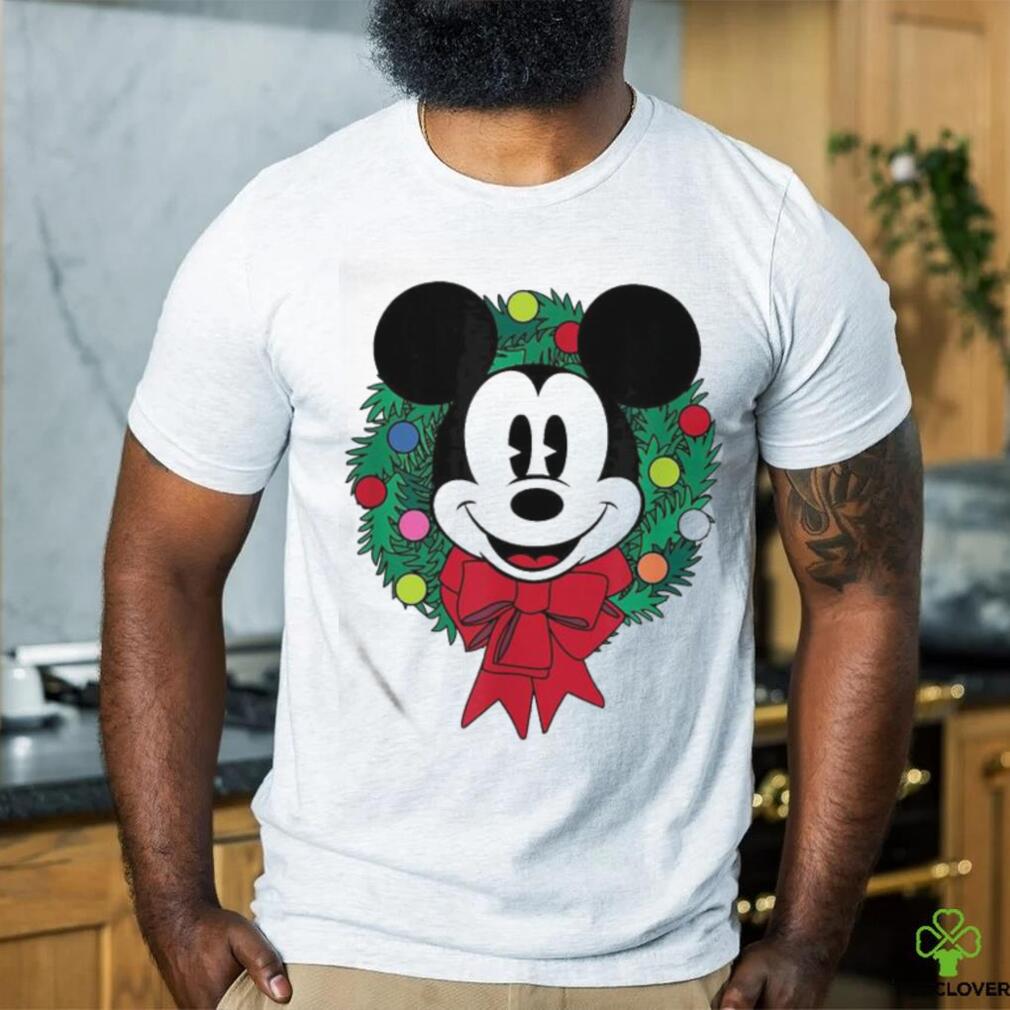 Official The Essentials Mickey Mouse Festive Holiday Christmas Wreath T Shirt Official The Essentials Mickey Mouse Festive Holiday Christmas Wreath T Shirt