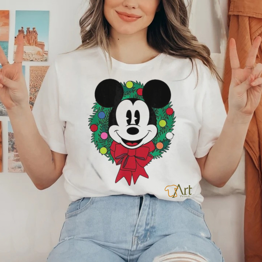 Official The Essentials Mickey Mouse Festive Holiday Christmas Wreath T Shirt Official The Essentials Mickey Mouse Festive Holiday Christmas Wreath T Shirt