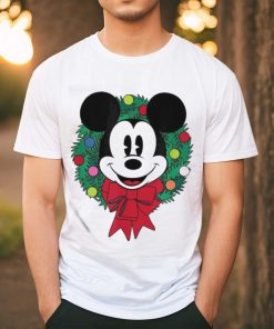 Official The Essentials Mickey Mouse Festive Holiday Christmas Wreath T Shirt