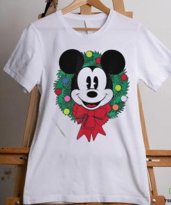 Official The Essentials Mickey Mouse Festive Holiday Christmas Wreath T Shirt