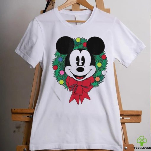 Official The Essentials Mickey Mouse Festive Holiday Christmas Wreath T Shirt