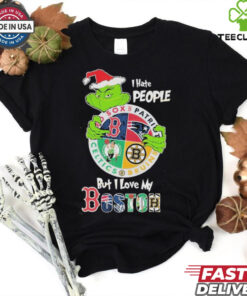 Official The Grinch I Hate People But I Love My Boston Team Sport Unisex T Shirt