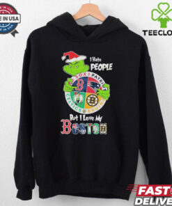 Official The Grinch I Hate People But I Love My Boston Team Sport Unisex T Shirt