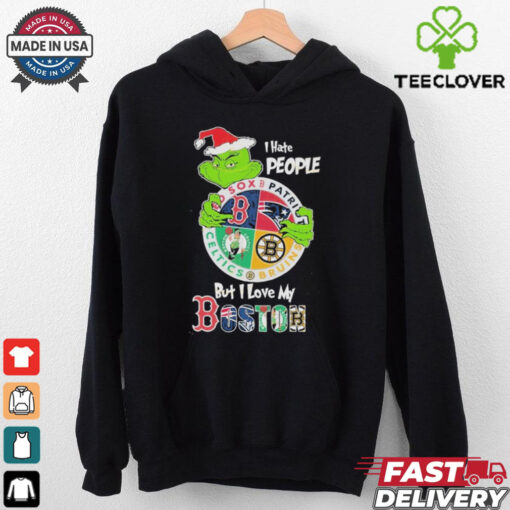 Official The Grinch I Hate People But I Love My Boston Team Sport Unisex T Shirt