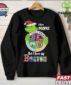 Official The Grinch I Hate People But I Love My Boston Team Sport Unisex T Shirt