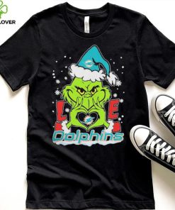Official The Grinch Love Heart Miami Dolphins Football Christmas 2023 Shirt