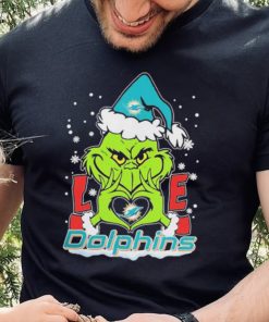 Official The Grinch Love Heart Miami Dolphins Football Christmas 2023 Shirt