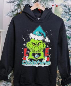 Official The Grinch Love Heart Miami Dolphins Football Christmas 2023 Shirt