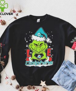Official The Grinch Love Heart Miami Dolphins Football Christmas 2023 Shirt
