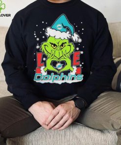 Official The Grinch Love Heart Miami Dolphins Football Christmas 2023 Shirt