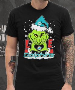 Official The Grinch Love Heart Miami Dolphins Football Christmas 2023 Shirt