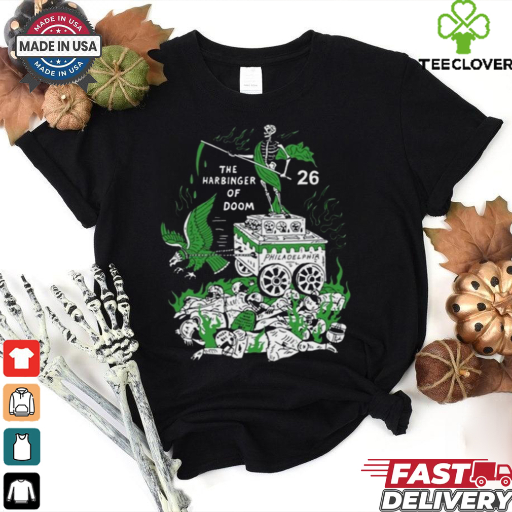 Official The Harbinger Of Doom Birds Philadelphia Eagles NFL 26 Skeleton t shirt Official The Harbinger Of Doom Birds Philadelphia Eagles NFL 26 Skeleton t shirt