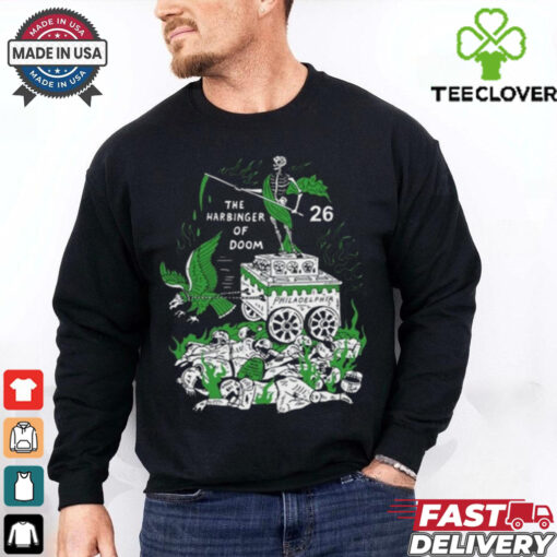Official The Harbinger Of Doom Birds Philadelphia Eagles NFL 26 Skeleton t shirt