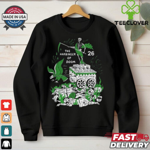 Official The Harbinger Of Doom Birds Philadelphia Eagles NFL 26 Skeleton t shirt