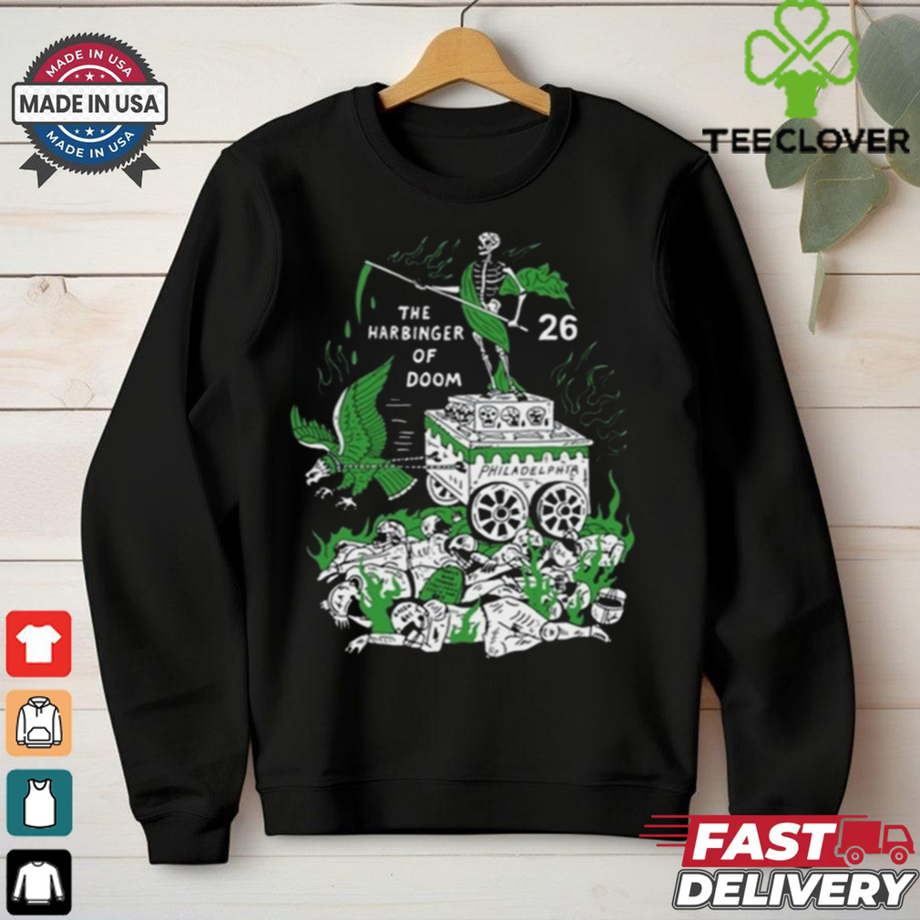 Official The Harbinger Of Doom Birds Philadelphia Eagles NFL 26 Skeleton t shirt Official The Harbinger Of Doom Birds Philadelphia Eagles NFL 26 Skeleton t shirt