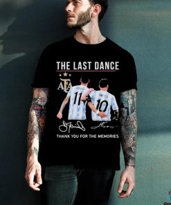 Official The Last Dance Messi and Di Maria Thank You For The Memories Signature T Shirt