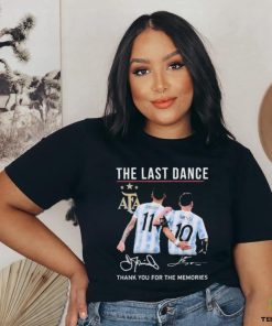 Official The Last Dance Messi and Di Maria Thank You For The Memories Signature T Shirt