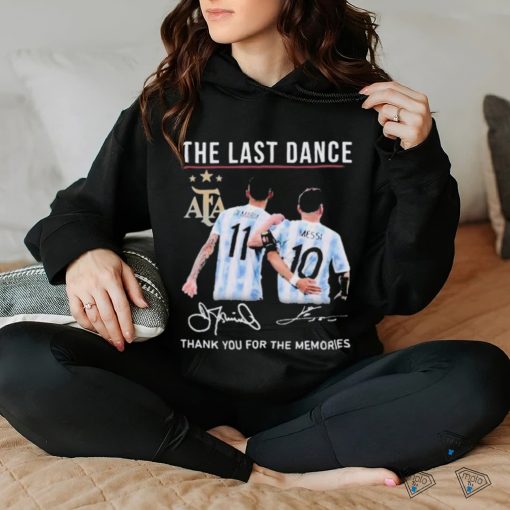 Official The Last Dance Messi and Di Maria Thank You For The Memories Signature T Shirt