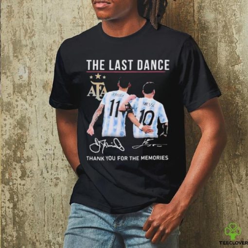 Official The Last Dance Messi and Di Maria Thank You For The Memories Signature T Shirt