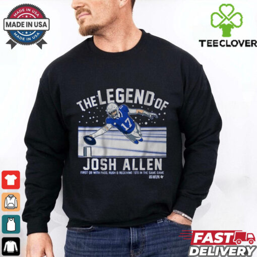 Official The Legend Of Josh Allen Buffalo Bills First QB With Pass, Rush and Receiving TD’s In The Same Game t shirt