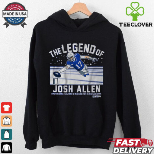 Official The Legend Of Josh Allen Buffalo Bills First QB With Pass, Rush and Receiving TD’s In The Same Game t shirt