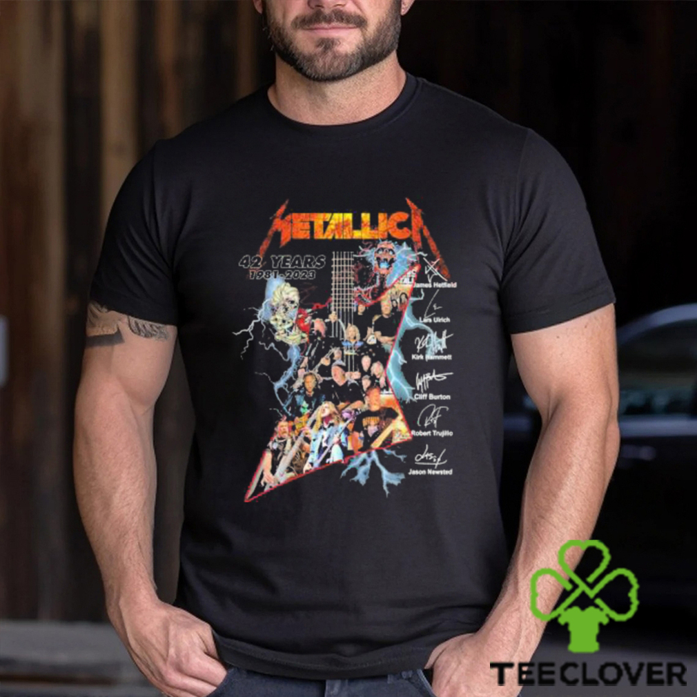 Official Metallica 42 Years 1981-2023 Guitar signatures shirt, hoodie,  longsleeve, sweatshirt, v-neck tee