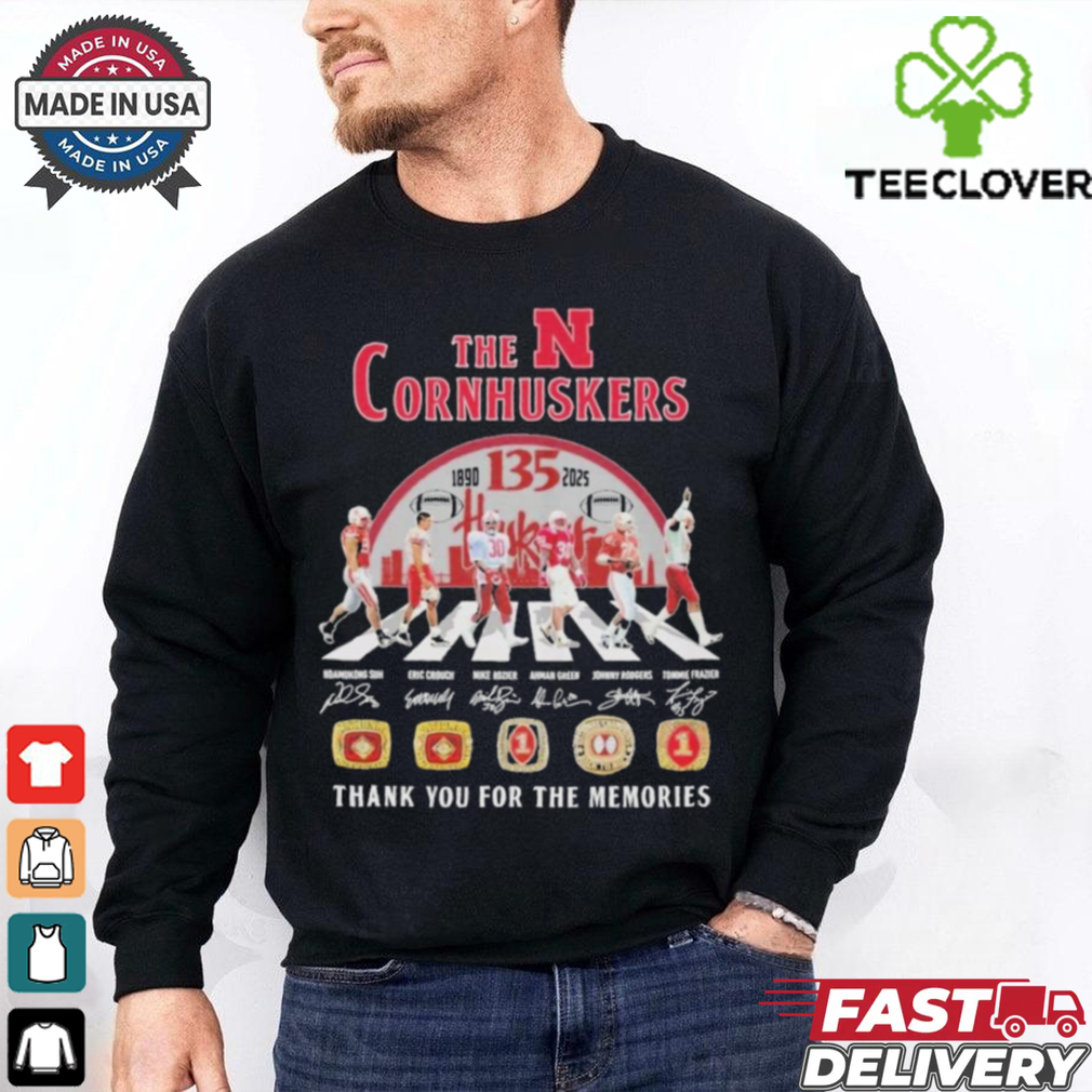 Official The Nebraska Cornhuskers 135 Years 1890 2025 Signature Thank You For The Memories Signature Shirt Official The Nebraska Cornhuskers 135 Years 1890 2025 Signature Thank You For The Memories Signature Shirt