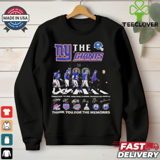 Official The New York Giants 100 Years Signature Thank You For The Memories Signatures T Shirts