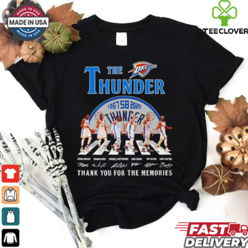 Official The Oklahoma City Thunder thank you for the memories stars abbey road signatures basketball shirt