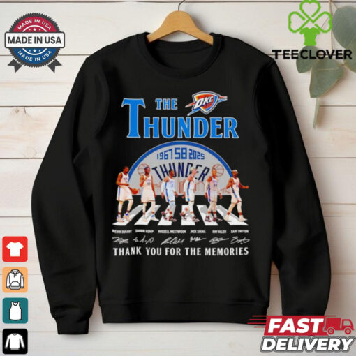 Official The Oklahoma City Thunder thank you for the memories stars abbey road signatures basketball shirt