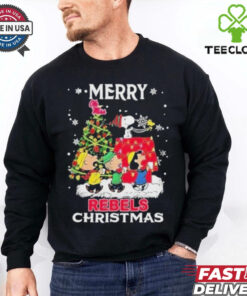 Official The Peanuts Snoopy And Friends Merry Christmas Ole Miss Rebels Shirt